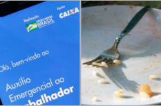 Auxílio emergencial compra meio bife, meio copo de leite, três colheres de arroz